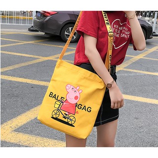 Túi vải tote ULZZANG hình heo Papa ngộ nghĩnh - LK521