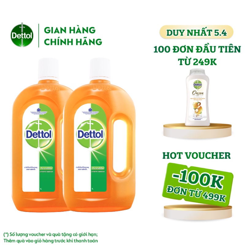 Bộ 2 Dung dịch diệt khuẩn đa năng Dettol 1L/chai