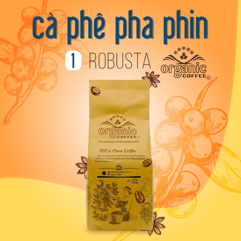 Cà Phê Pha Phin Robusta Gói 500gram – VN1 - Organic Cofee