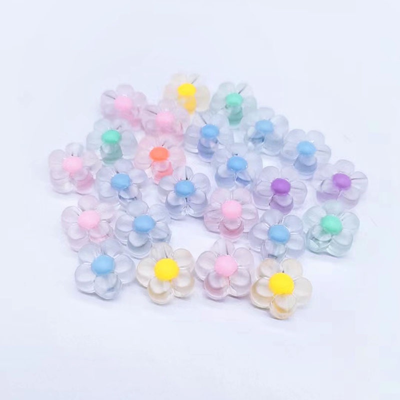Bộ 30 Hạt Nhựa Acrylic Trong Suốt Hình Hoa Dùng Làm Trang Sức Thủ Công