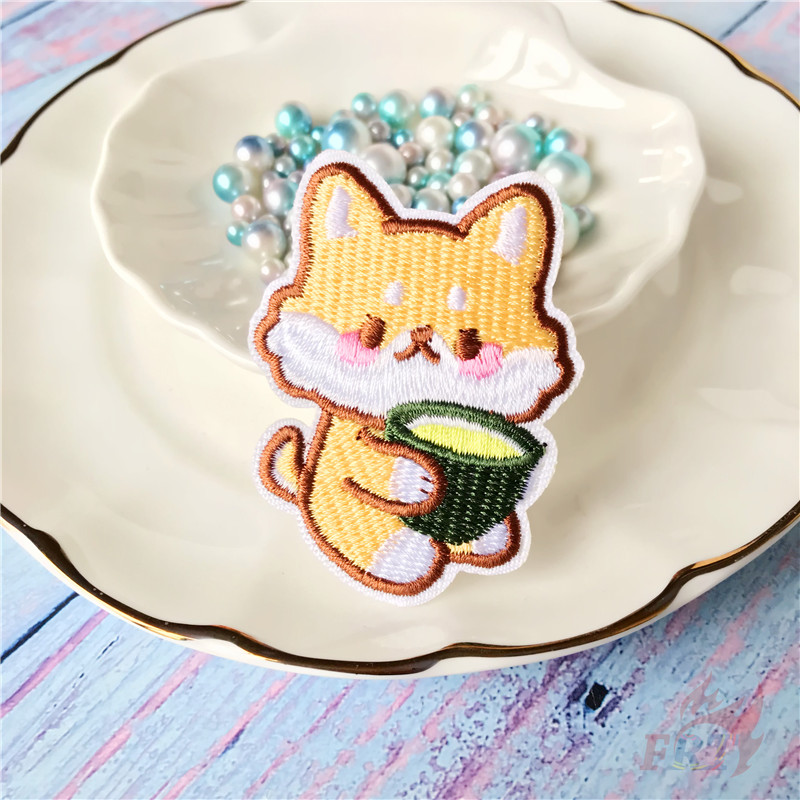 Miếng Vá Ủi Thêu Thiết Kế Hình Chó Shiba Inu và Corgi Dễ Thương
