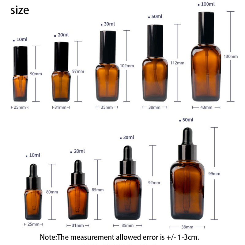 (Hàng Mới Về) Chai Thủy Tinh Màu Hổ Phách Có Vòi Xịt Dung Tích 10ml / 20ml / 30ml / 50ml / 100ml