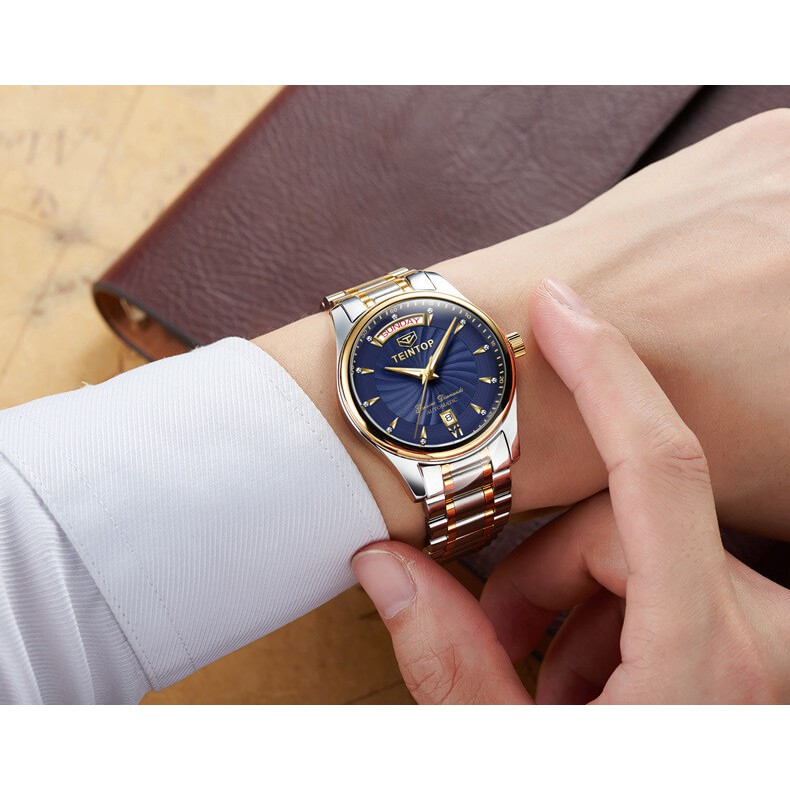 Đồng hồ nam chính hãng Teintop T7001-1 Mới 100%,Kính sapphire,chống xước,Chống nước 30m,Máy cơ (Automatic),Bảo hành 12th