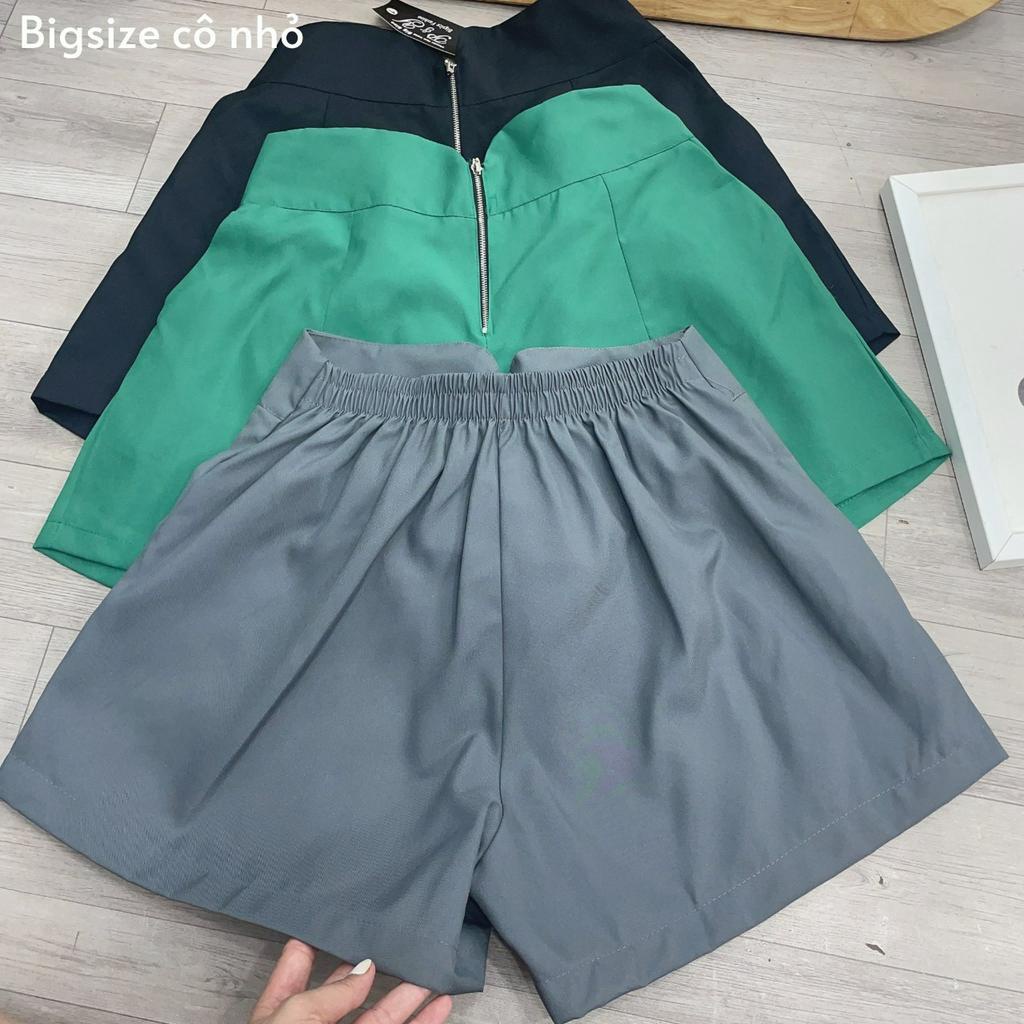 Quần Đùi Bigsize Nữ,Quần Short Ống Rộng Tôn Dáng Big Size Có Khóa Kéo Vải Samin Đứng Phom Mã Q24