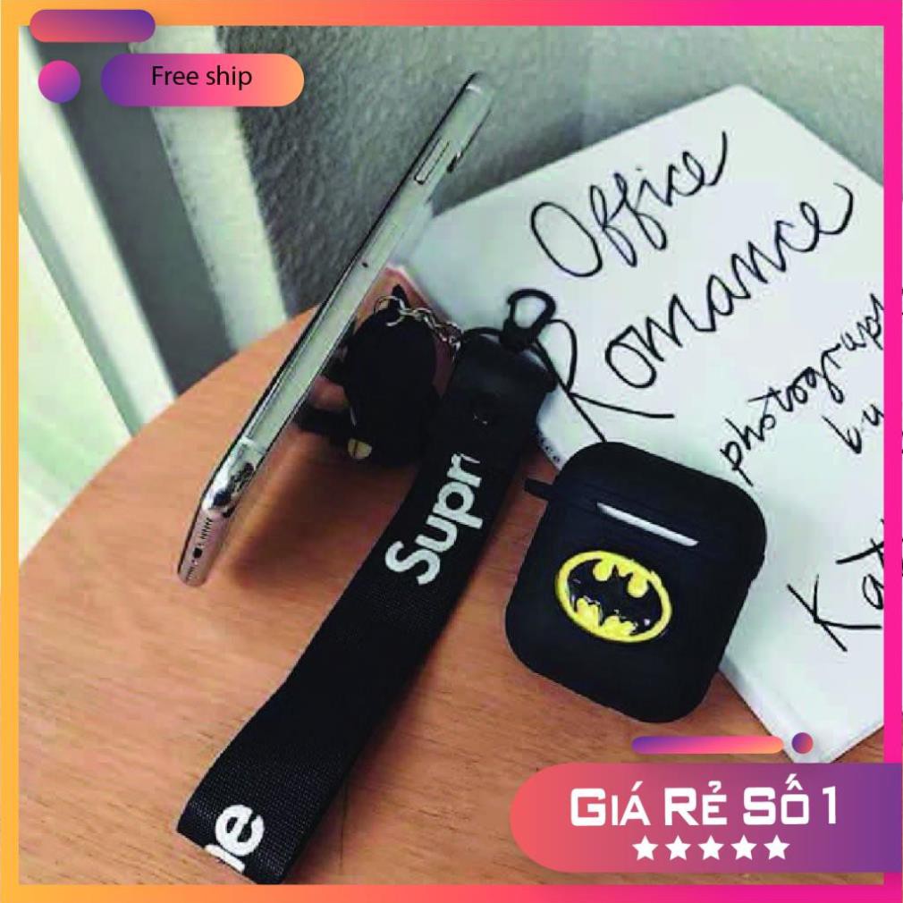 Airpods Case ⚡ Freeship ⚡ LOGO BATMAN (có sừng)  Case Tai Nghe Không Dây Airpods 1/2/i11/i12/ i18/ i100