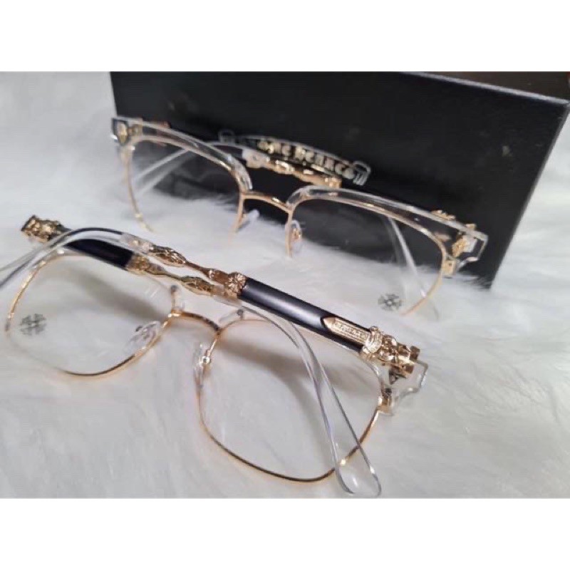 Kính gọng CHROME HEART mắt vuông thời trang Nữa Gọng Kim Loại | BigBuy360 - bigbuy360.vn