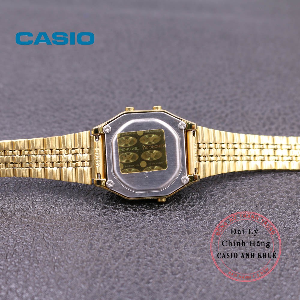Đồng hồ điện tử nữ Casio Vintage LA680WGA-9DF dây kim loại