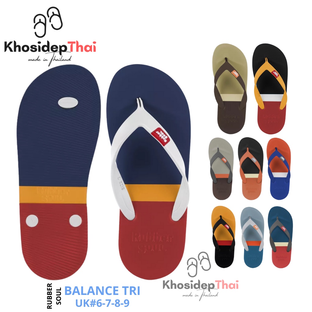 Dép Thái Lan nam cao su dẻo, siêu nhẹ RUBBER SOUL - BALANCE TRI COLOR