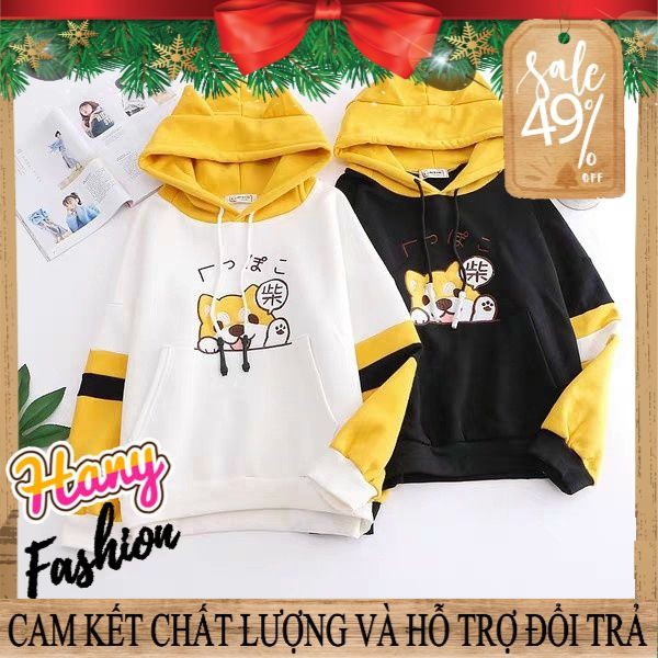 Áo Khoác, Áo Hoodie nỉ bông Cún Corgi có nón phía sau cực xinh xắn đáng yêu - Hany Shop