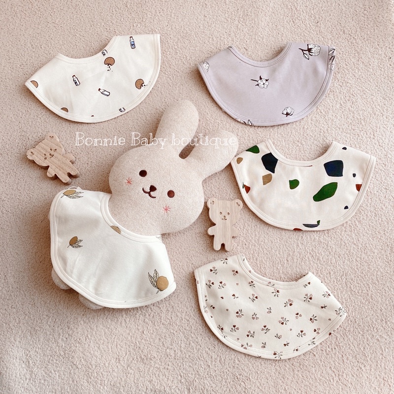 Yếm cổ cotton hoạ tiết cho bé từ sơ sinh - 36 tháng