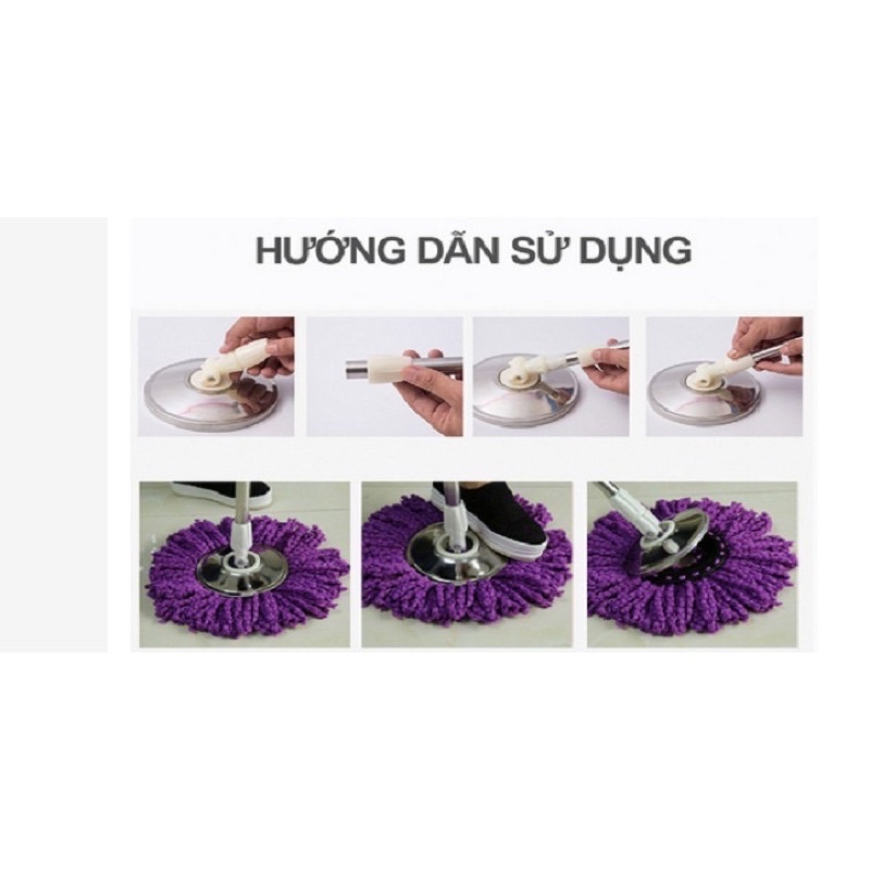 Cây Lau Nhà 360 Độ Mâm Inox Không Rỉ Chổi Lau Nhà Dài 1m2