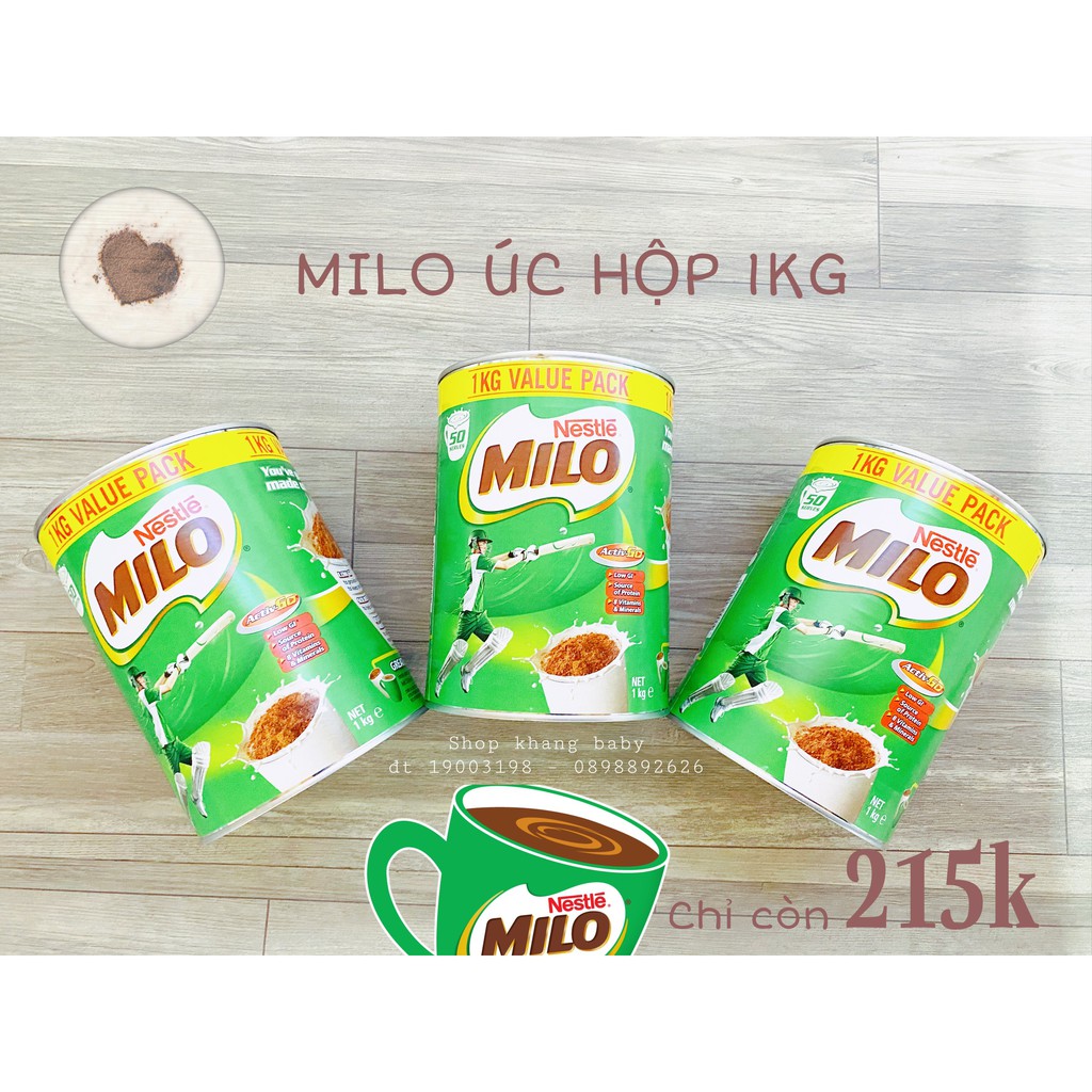 Sữa bột MILO Úc 1kg dành cho người lớn và bé trên 2 tuổi