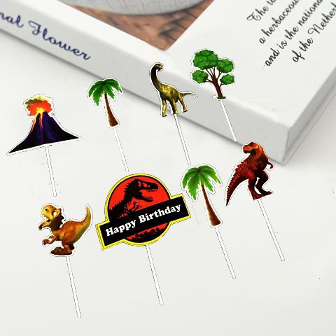 que cắm bánh kem [FREESHIP] set cắm giấy Khung Long mẫu 2