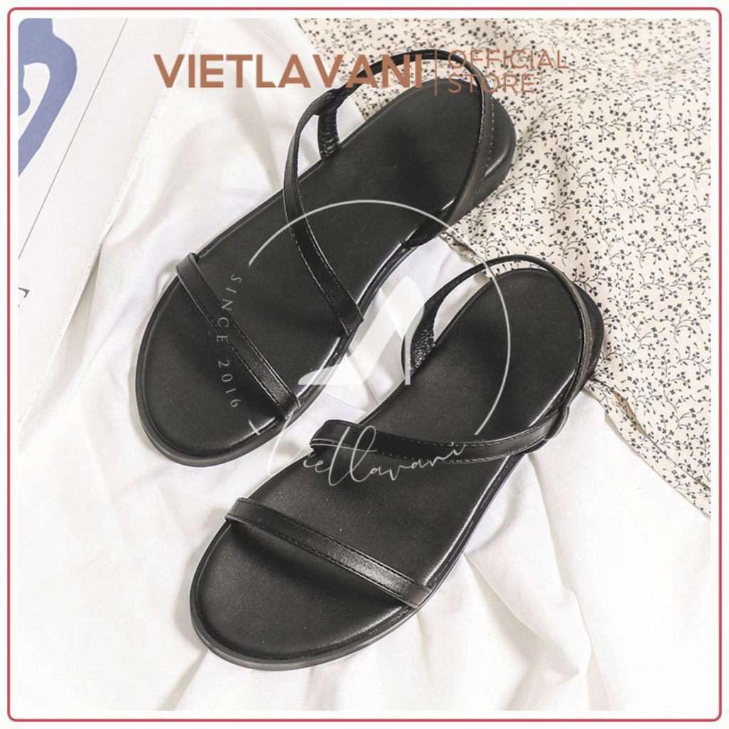 Giày SANDAL Nữ Đơn Giản &amp; Trẻ Trung quai chéo 2 màu kem, đen mã HGS37