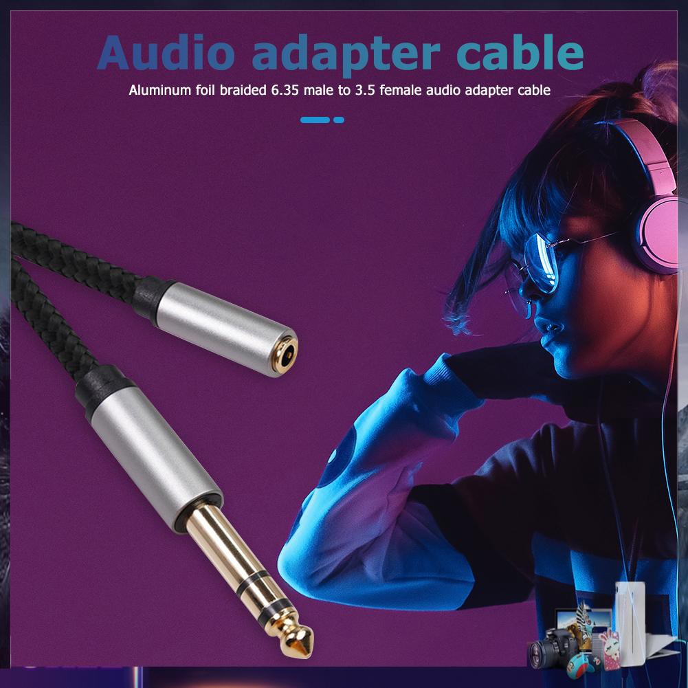 Dây Cáp Bện Chuyển Đổi Cổng 3.5mm Female Sang 6.35mm Trs 1 / 8 Jack Sang 1 / 4