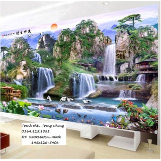 Tranh thêu phong cảnh Thiên nhiên giao hòa 150x100cm