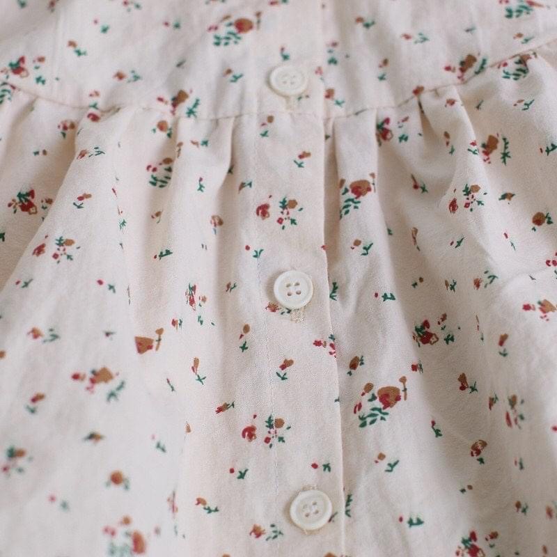 Áo sơ mi hoa nhí vintage cho bé gái mặc được hai kiểu style Hàn