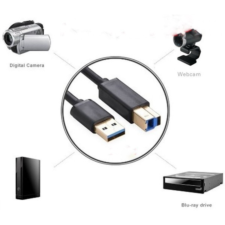 Cáp máy tính đồng bộGenuine 5x Del - Cáp USB 3.0 Genuine 5x Dell 1.8m  Type A to B Cable Black for Monitor PN81N | BigBuy360 - bigbuy360.vn