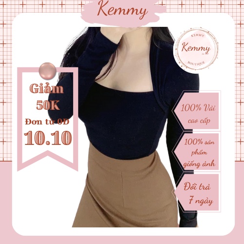 Áo Thun Nữ Cổ Vạt Khoét Dài Tay Mặc Tôn Ngực Nữ Tính Kemmy Boutique 020