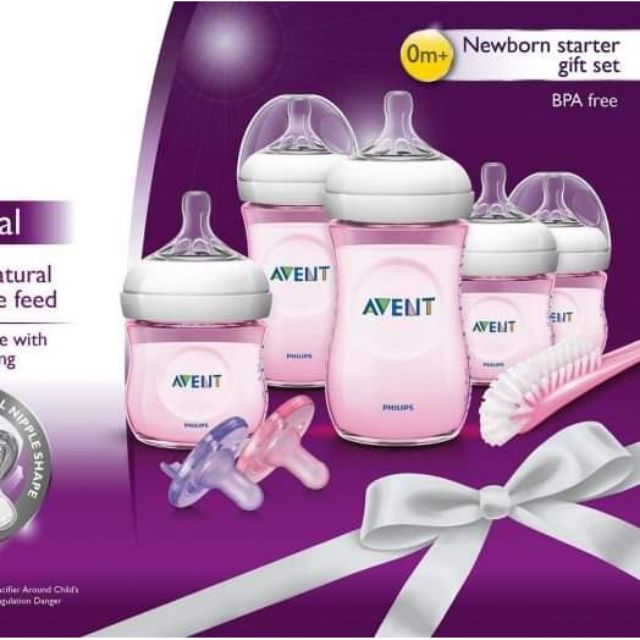 [Bill Mỹ] Set bình sữa Philips Avent Natural 125ml/260ml hồng cho bé