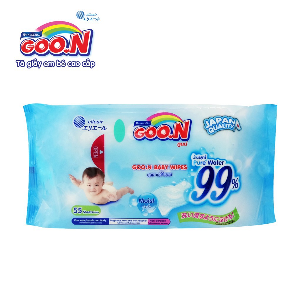 Combo 4 bịch khăn ướt Goon 55 miếng cho bé