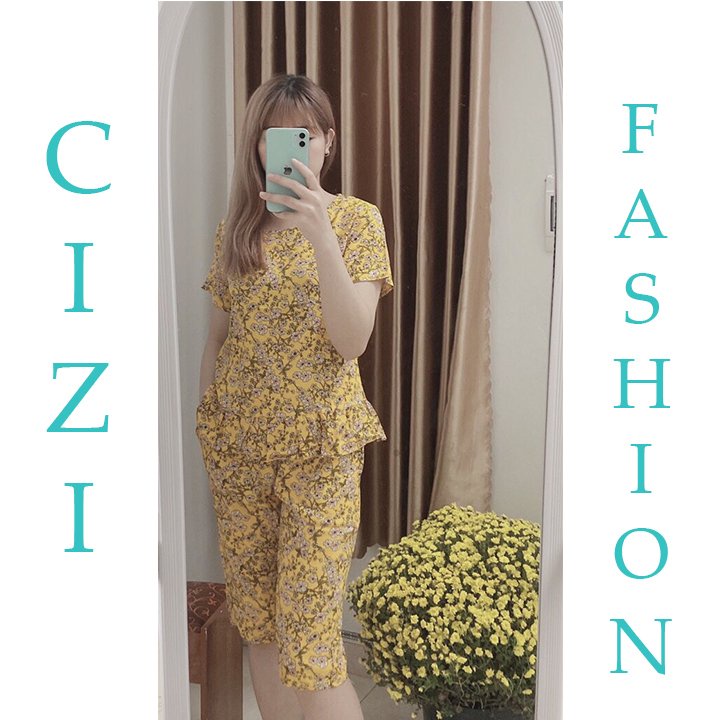 Bộ lửng cộc tay mặc nhà lanh hoa nhí CiZi Fashion