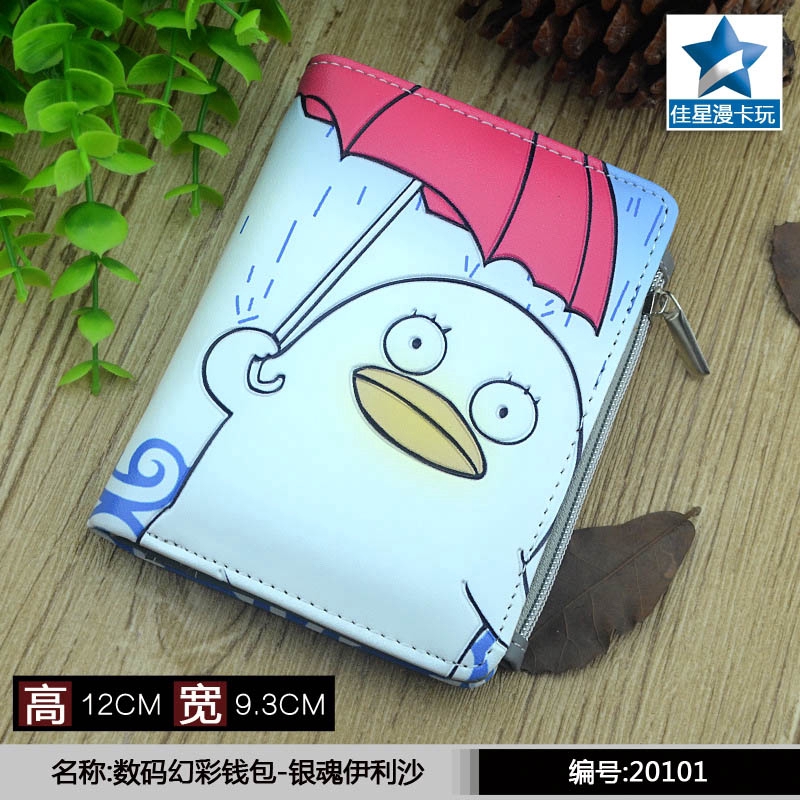 Ví bằng da PU phối nút hoạ tiết anime Gintama dễ thương