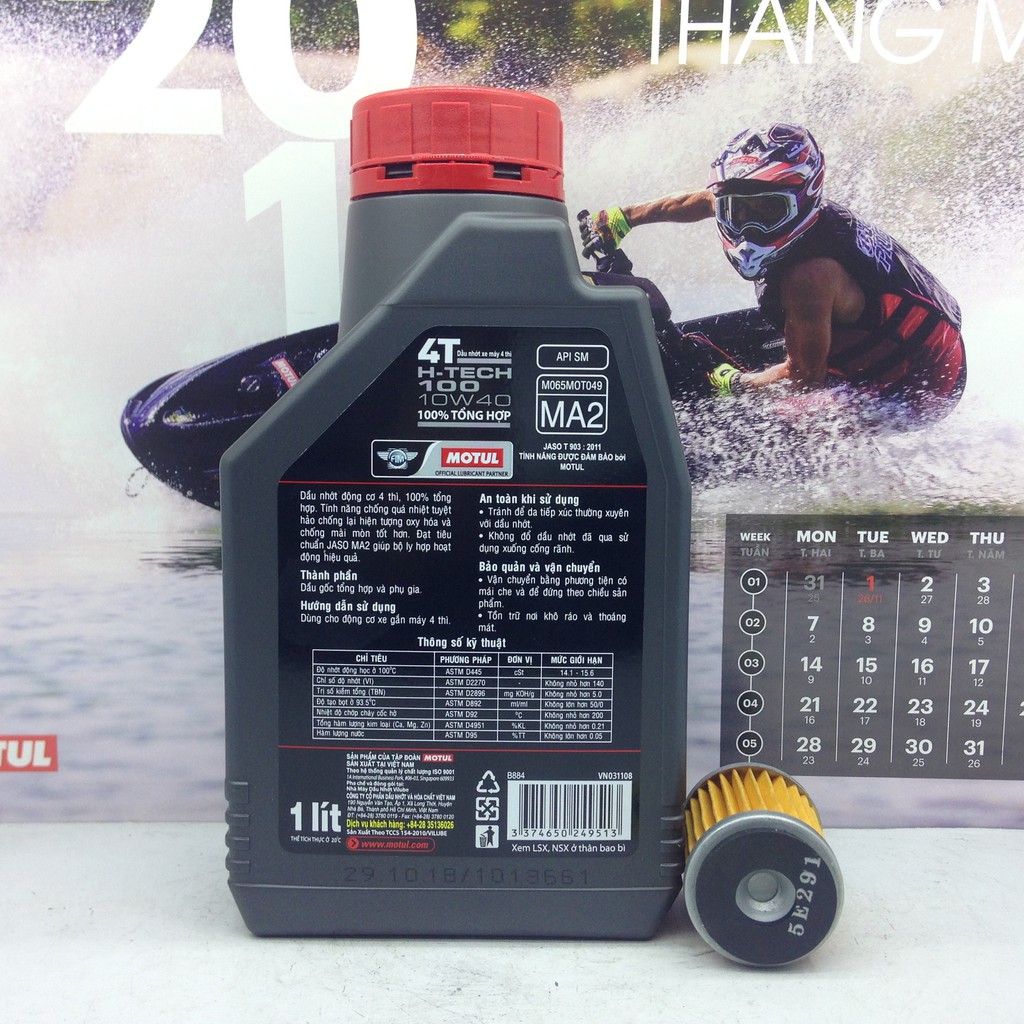 Nhớt Motul H- Tech 100 10W40 và lọc nhớt Yamaha