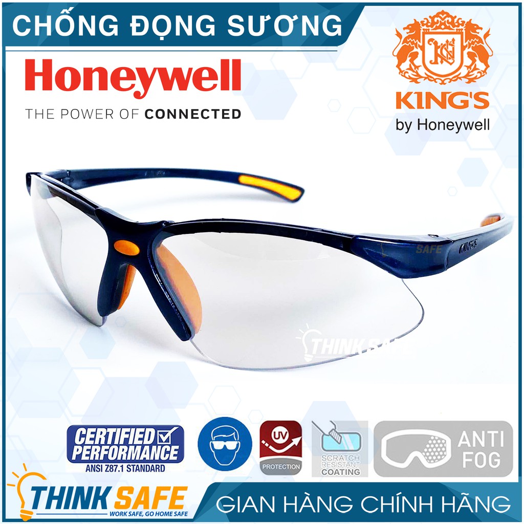 Kính bảo hộ King's KY313B kính chống bụi, chống chói, chống đọng hơi sương, chống tia cựa tím (trắng tráng bạc)