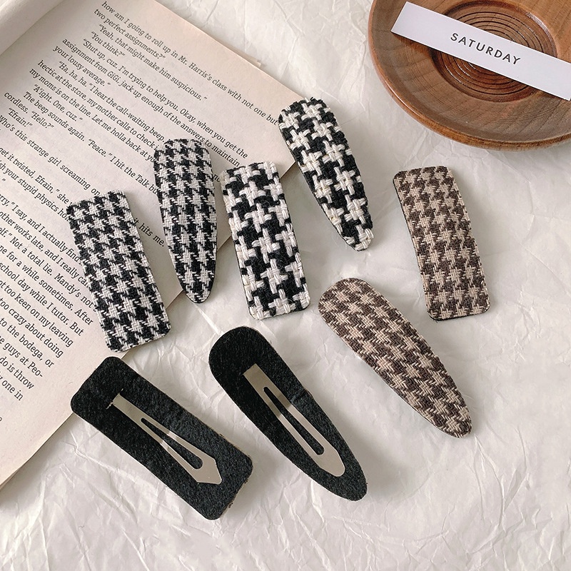 1 kẹp tóc BB họa tiết sọc caro phong cách Hàn Quốc cổ điển cho nữ