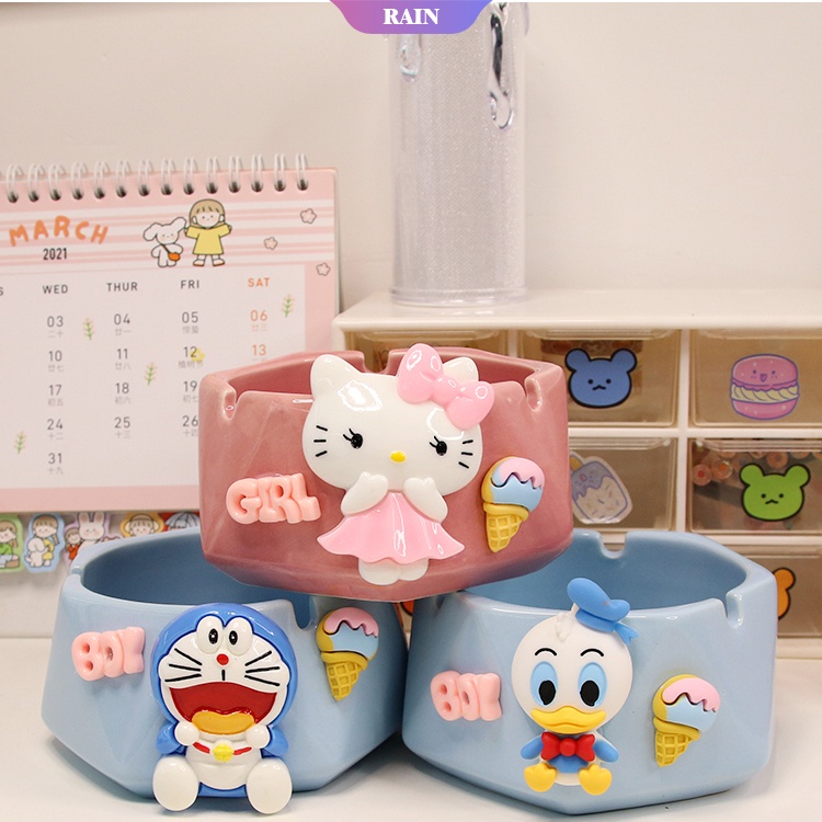 SANRIO Gạt Tàn Thuốc Bằng Sứ Hình Vịt Donald Daisy Hoạt Hình Trang Trí Phòng Khách