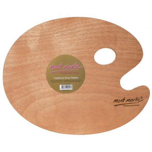 Bảng pha màu gỗ Mont Marte Oval Wood Palette 30x38cm