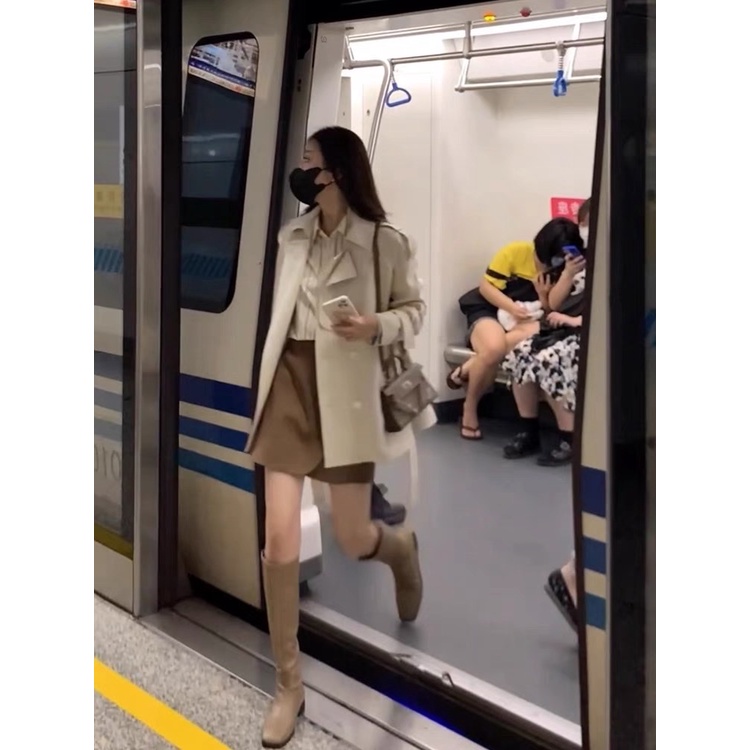 Áo măng tô nữ dáng dài phong cách Hàn Quốc kèm dây buộc eo rời 2022