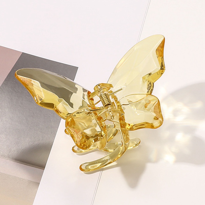 Ygt Kẹp Tóc Càng Cua Acrylic Trong Suốt Hình Bướm Kích Thước Lớn