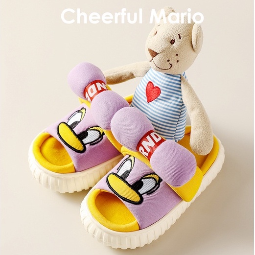 Dép đi trong nhà cho bé hình vịt, dép vải bông mùa thu đông siêu êm Cherful Mario Tulastore