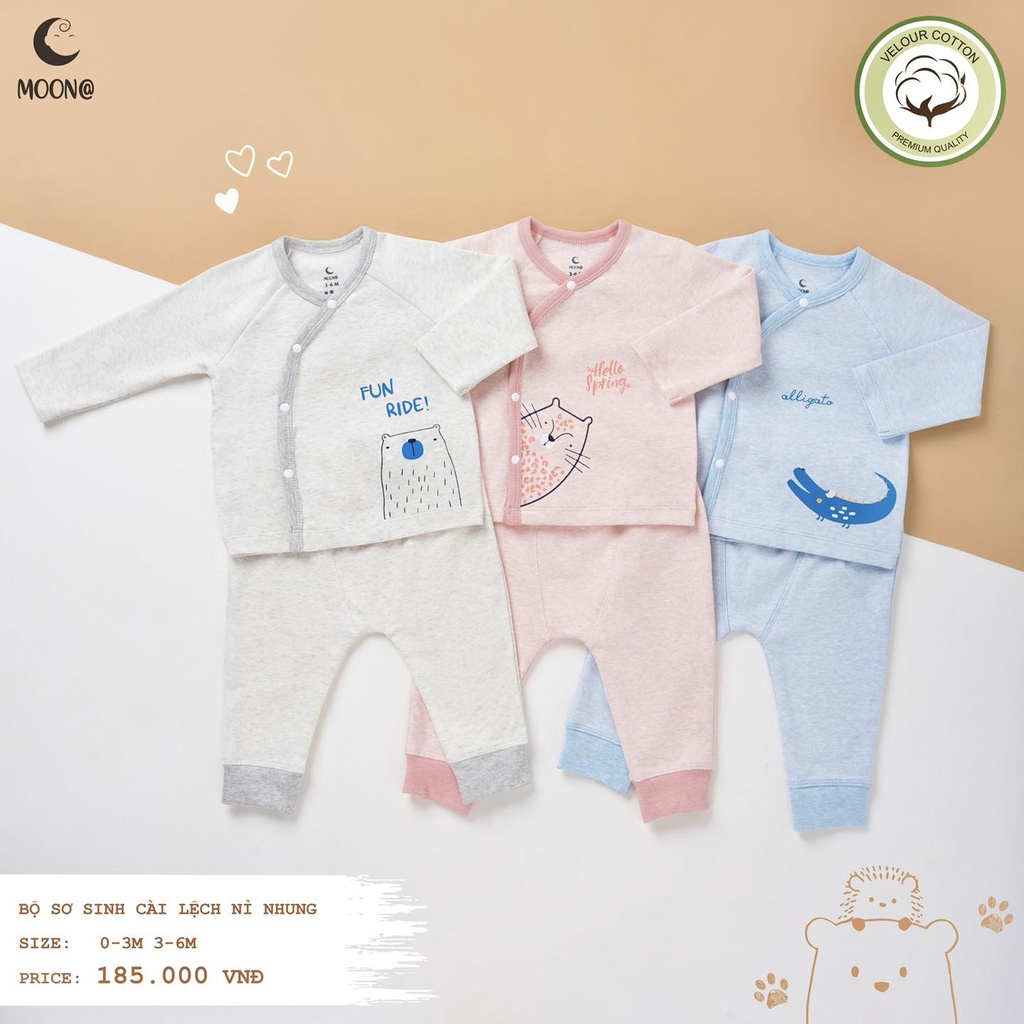 BỘ DÀI TAY SƠ SINH COTTON NHUNG MOMMA BABY, MOON@ CHẤT DÀY