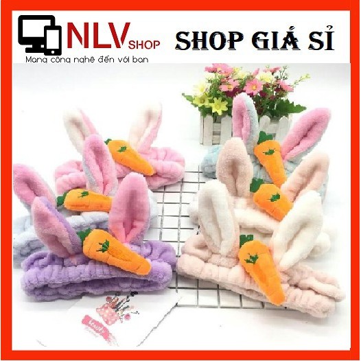 NlvShop2016 - Băng Đô Turban 3D Cà Rốt Tai Thỏ Vải Nhung Xinh Xắn