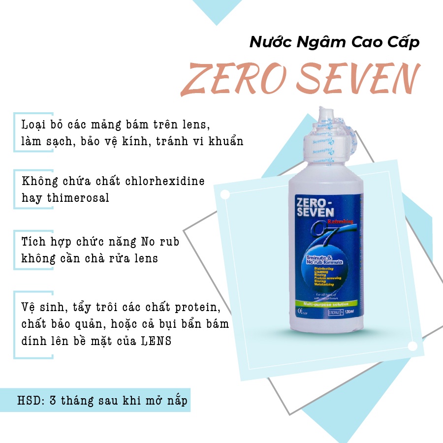 Nước Ngâm Lens ZERO SEVEN 120ml Dùng Khử Khuẩn Rửa Kính Áp Tròng Hàng Ngày An Toàn Cho Mắt BLINKS EYES