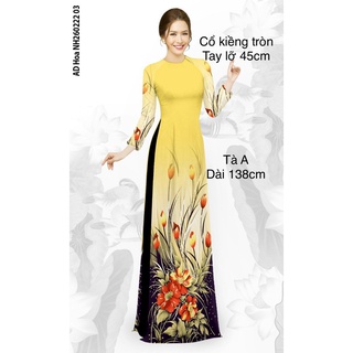 ÁO DÀI MAY SẴN VÀNG HOA FORM TO -CÓ ẢNH THẬT 100%