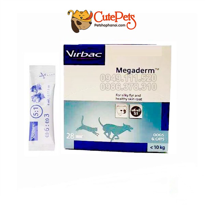 Gel dinh dưỡng cho chó mèo Virbac Megaderm Gel dưỡng mượt lông, chống rụng lông cho thú cưng - CutePets