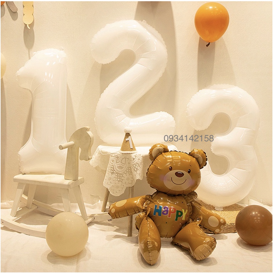 Bóng số tuổi màu trắng - trang trí sinh nhật, thôi nôi, happy birthday, chụp ảnh lưu niệm cỡ lớn 70cm