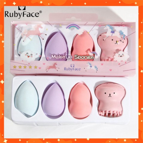 Set 3 mút tán nền + rửa mặt bạch tuộc RubyFace - shop8868