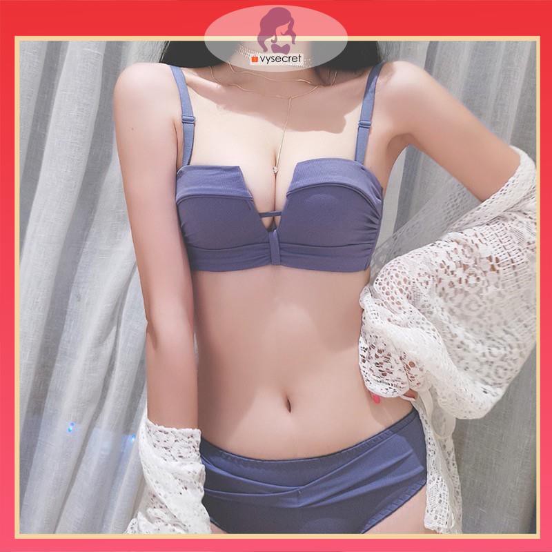 BỘ ĐỒ LÓT ĐẸP [ SIÊU NÂNG NGỰC ]⚡ FREESHIP⚡ set đồ lót cao su siêu nâng ngực ,tạo khe.cúp ngang không gọng.