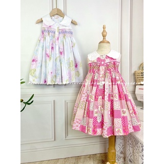 Đầm smock vintage cổ trắng