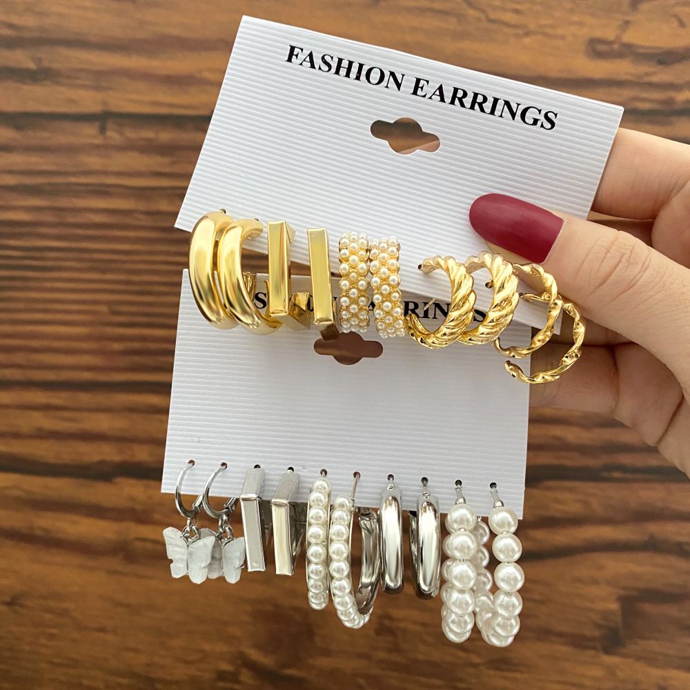 Bộ khuyên tai hình bướm đính ngọc trai thời trang thanh lịch cho nữ