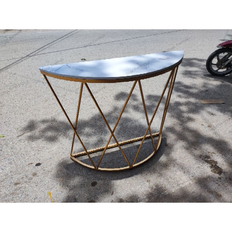 Bàn Console mặt đá, kệ bàn hành lang, console kê sát tường khung nửa tròn chân thanh chéo