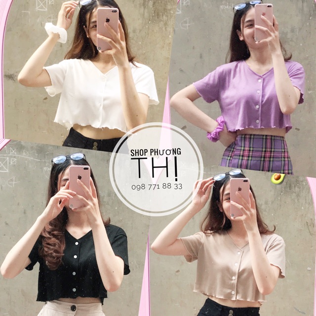Áo croptop thun tăm ulzzang (hình shop tự chụp/sẵn)