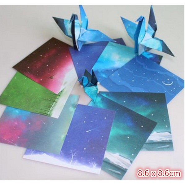 Giấy xếp hình Origami họa tiết galaxy độc đáo