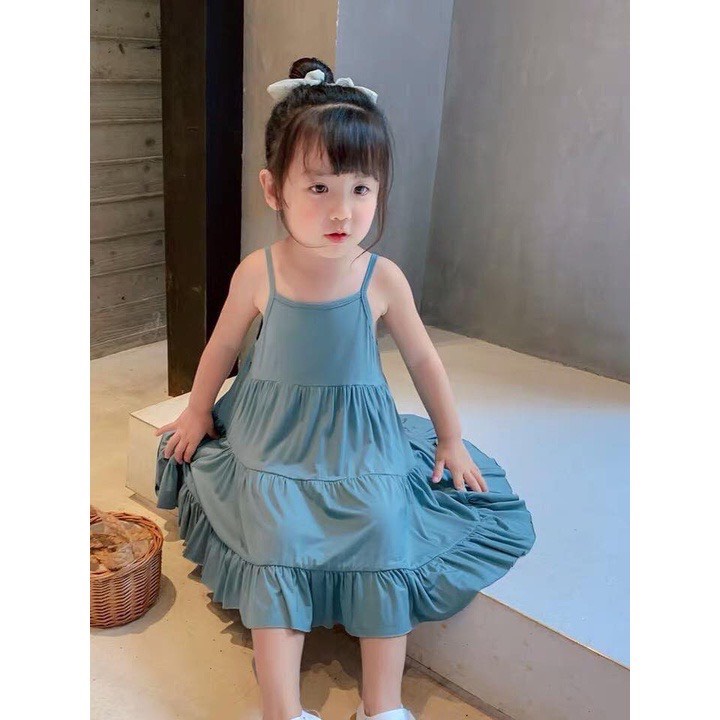 Váy Hai Dây Minky Mom Dáng Xoè Điệu Đà Cho Bé Gái - Chất Thun Lạnh Mềm Mịn