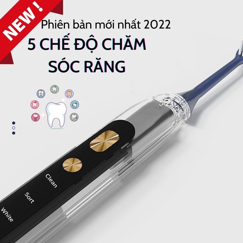 Bàn chải điện đa năng thông minh JIASHI động cơ từ tính 5 chế độ chăm sóc răng tặng kèm 4 đầu chải và cáp sạc BCD03